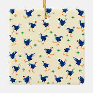 Pukeko Swamp Hen birds Pattern Ceramic Ornament