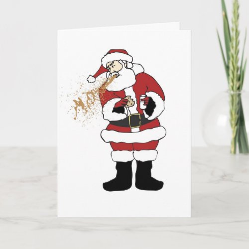 Puking Santa Christmas Card