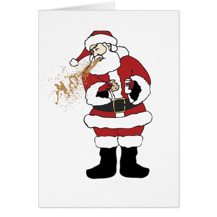 Puking Santa Christmas Card