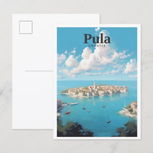 Pula Croatia Art Vintage Travel  Postcard