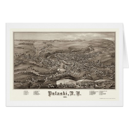 Pulaski, NY Panoramic Map - 1885 Cards (Front Horizontal)