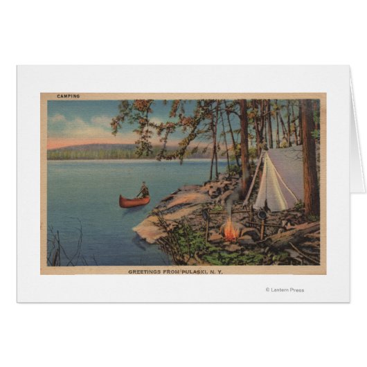 Pulaski, NY View of Canoe, Camping, Tent, Lake (Front Horizontal)