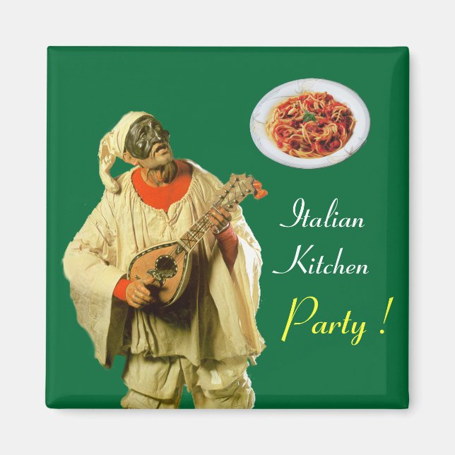 PULCINELLA  ITALIAN KITCHEN PARTY ,green Magnet (Front)