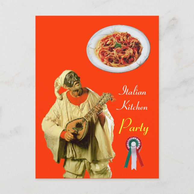 PULCINELLA  ITALIAN KITCHEN PARTY Orange Recipe Postcard (Front)