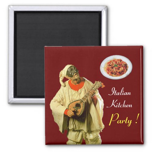 Pulcinella Italian Kitchen Party Decorative Collage Square Magnet