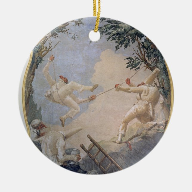 Pulcinella on a Swing, 1797 (fresco) Ceramic Ornament (Front)