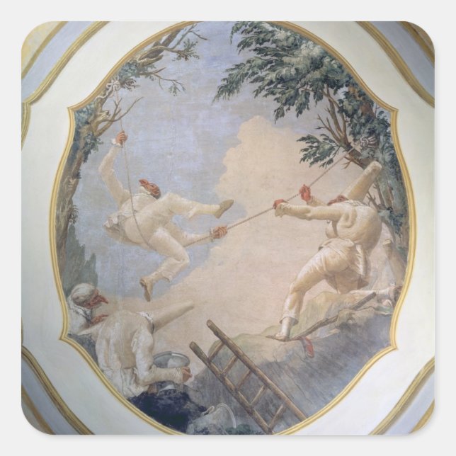 Pulcinella on a Swing, 1797 (fresco) Square Sticker (Front)