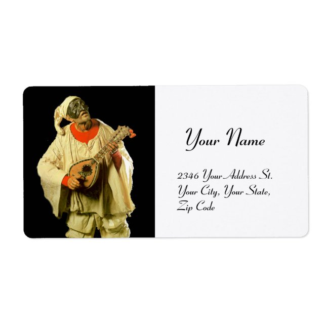 PULCINELLA WITH MANDOLIN black white Label (Front)