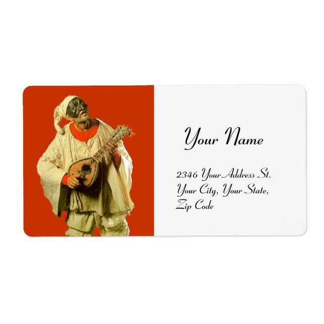 PULCINELLA WITH MANDOLIN orange white Label (Front)