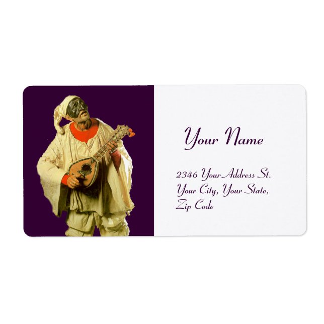PULCINELLA WITH MANDOLIN purple white Label (Front)
