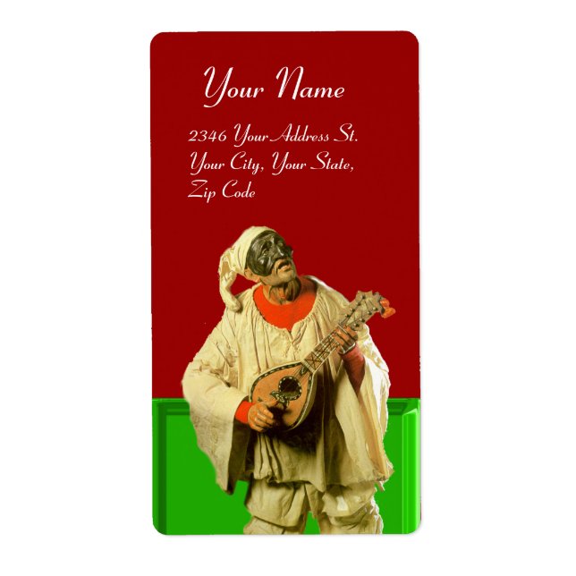 PULCINELLA WITH MANDOLIN red green white Label (Front)