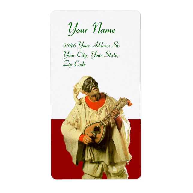 PULCINELLA WITH MANDOLIN red green white Label (Front)