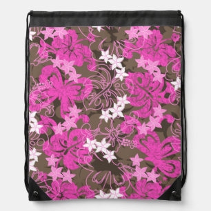 Pulelehua Butterfly Hibiscus Hawaiian Drawstring Bag