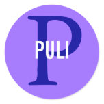 Puli Breed Monogram Design Classic Round Sticker