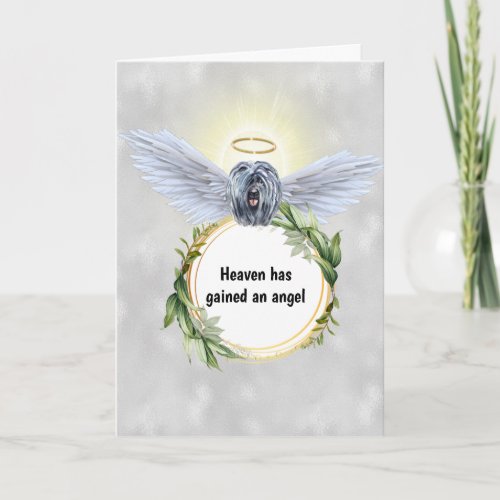 Puli dog angel wings halo wreath heaven card