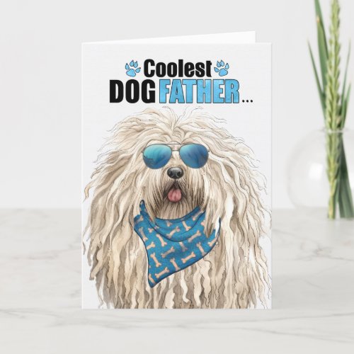 Puli Dog Coolest Dad Ever Fathers Day Holiday Card