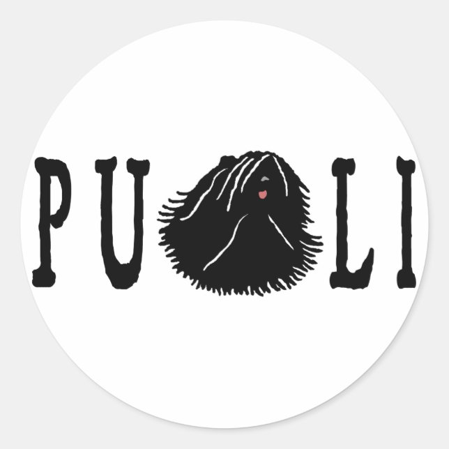 Puli Dog with Puli Text Classic Round Sticker (Front)