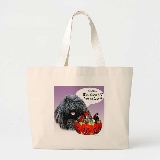 Puli Halloween Candy Large Tote Bag (Front)