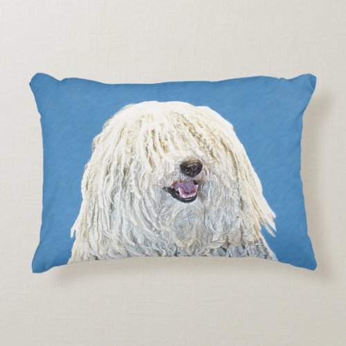 Puli Painting _ Cute Original Dog Art Accent Pillow