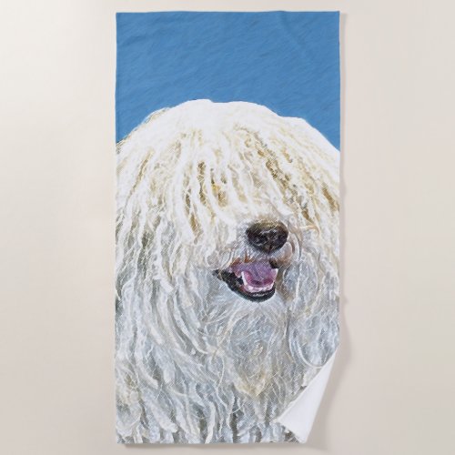 Puli Painting _ Cute Original Dog Art Beach Towel