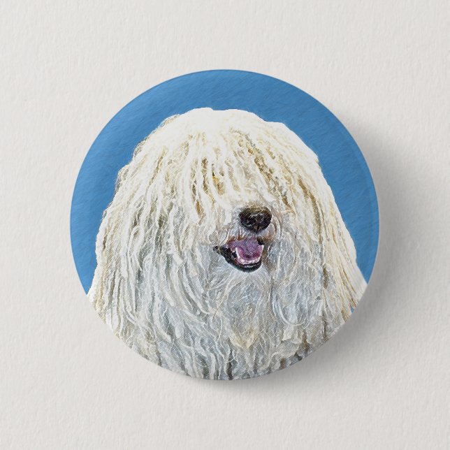 Puli Painting - Cute Original Dog Art Button (Front)