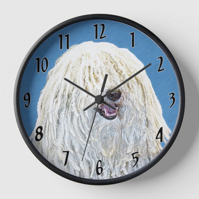 Puli Painting - Cute Original Dog Art Clock (Front)