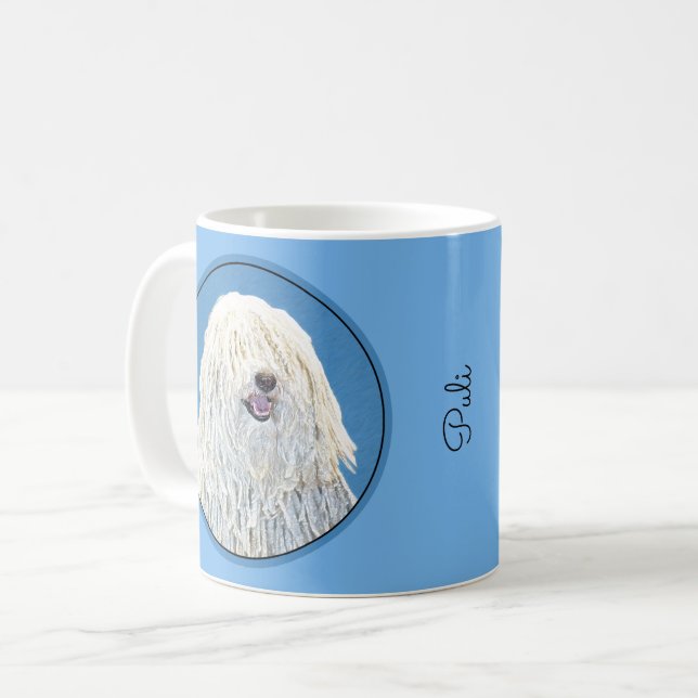 Puli Painting - Cute Original Dog Art Coffee Mug (Front Left)