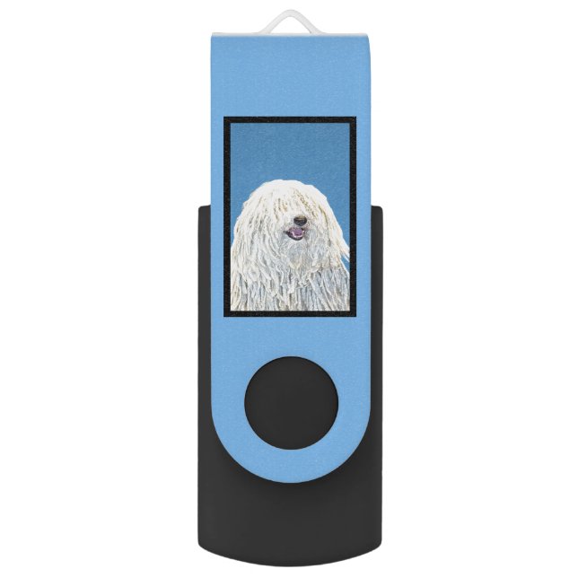 Puli Painting - Cute Original Dog Art Flash Drive (Back (Vertical))