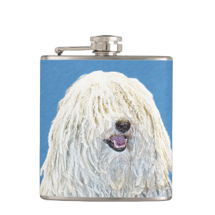 Puli Painting - Cute Original Dog Art Flask