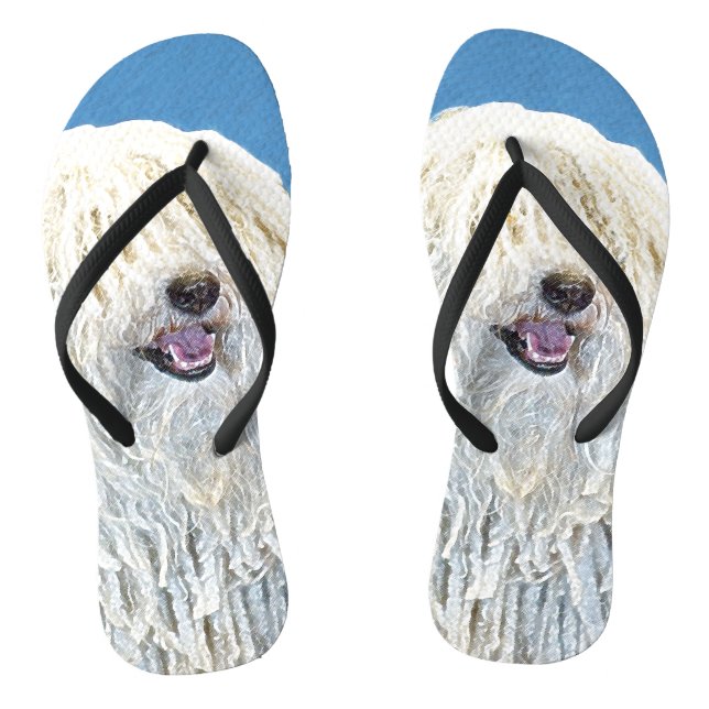 Puli Painting - Cute Original Dog Art Flip Flops (Footbed)