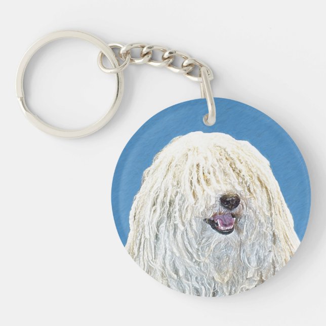 Puli Painting - Cute Original Dog Art Keychain (Front)
