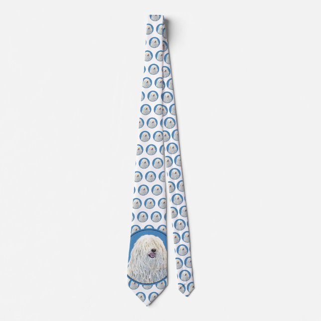 Puli Painting - Cute Original Dog Art Neck Tie (Front)