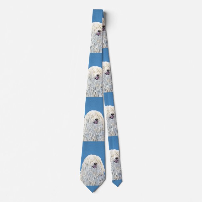 Puli Painting - Cute Original Dog Art Neck Tie (Front)