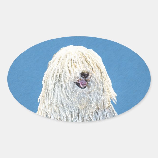 Puli Painting - Cute Original Dog Art Oval Sticker (Front)