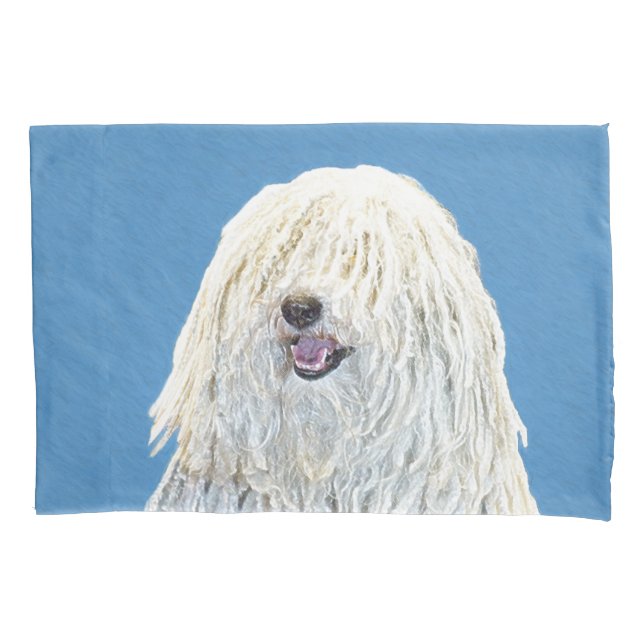 Puli Painting - Cute Original Dog Art Pillow Case (Front)