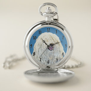 Puli Painting - Cute Original Dog Art Pocket Watch