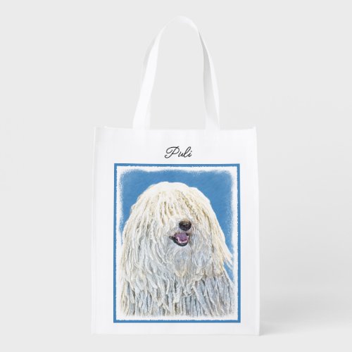 Puli Painting _ Cute Original Dog Art Reusable Gro Grocery Bag