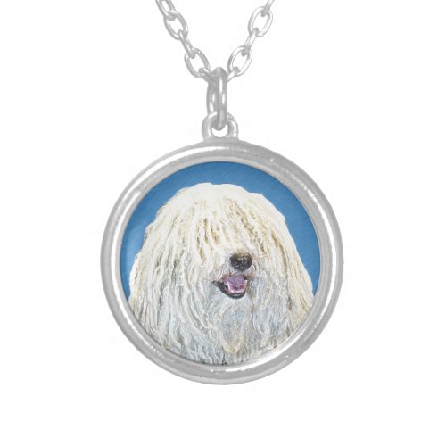 Puli Painting _ Cute Original Dog Art Silver Plated Necklace