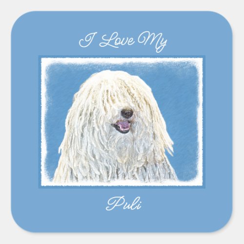 Puli Painting _ Cute Original Dog Art Square Stick Square Sticker