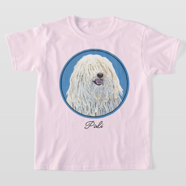 Puli Painting - Cute Original Dog Art T-Shirt (Laydown)