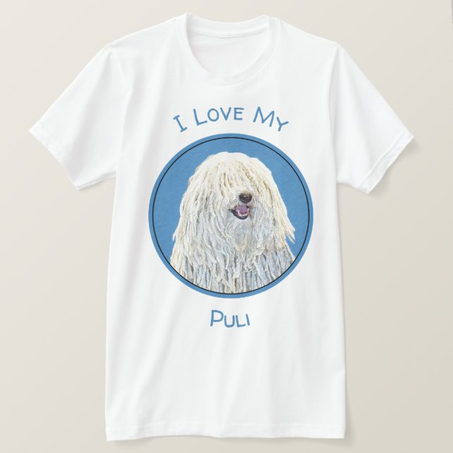 Puli Painting - Cute Original Dog Art T-Shirt (Design Front)
