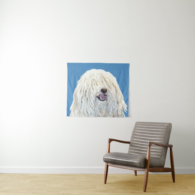 Puli Painting - Cute Original Dog Art Tapestry (In Situ (Horizontal))