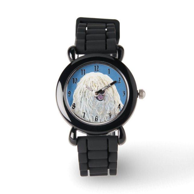 Puli Painting - Cute Original Dog Art Watch (Front)
