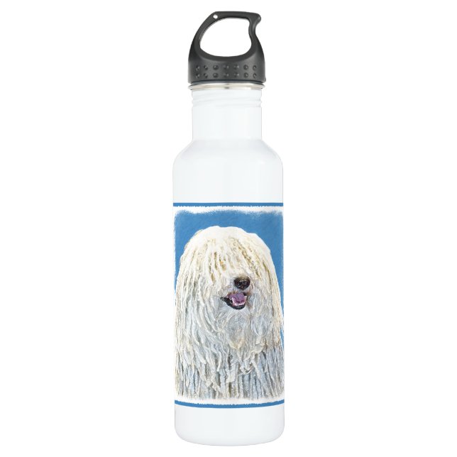 Puli Painting - Cute Original Dog Art Water Bottle (Front)