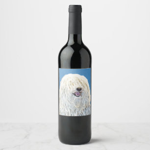 Puli Painting - Cute Original Dog Art Wine Label