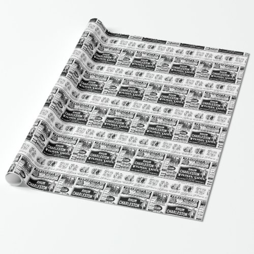 Pulicidad old black and white newspaper wrapping paper