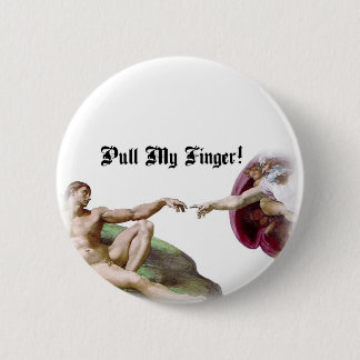 Pull My Finger - Michelangelo Creation Fart Humor Button