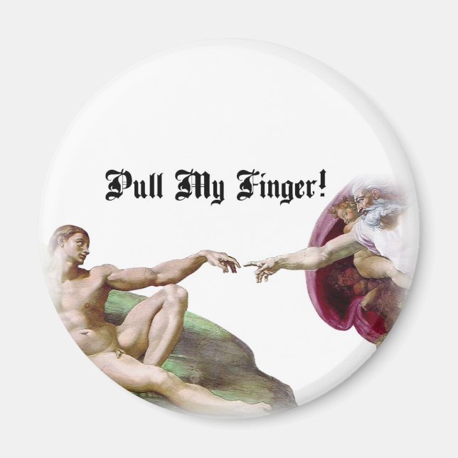 Pull My Finger - Michelangelo Creation Fart Humor Magnet (Front)