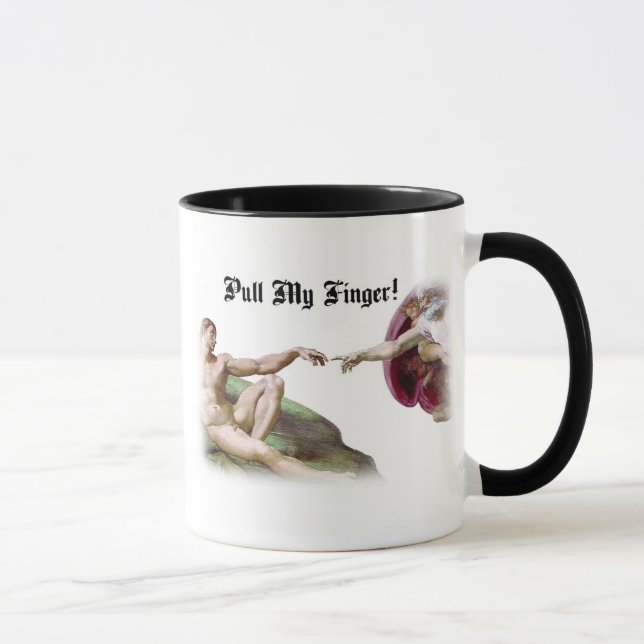 Pull My Finger - Michelangelo Creation Fart Humor Mug (Right)