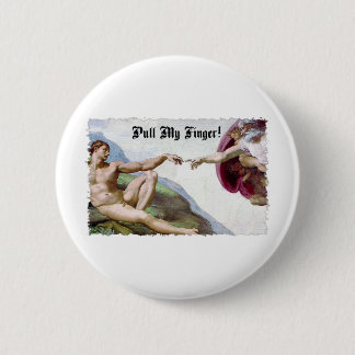 Pull My Finger - Michelangelo Creation Fart Humor Pinback Button